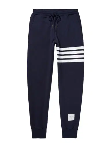 Thom Browne Tapered Striped Cotton-Jersey Sweatpants - Men | Thumbnail 1 Thom Browne Tapered Striped Cotton-Jersey Sweatpants - Men | Thumbnail 1