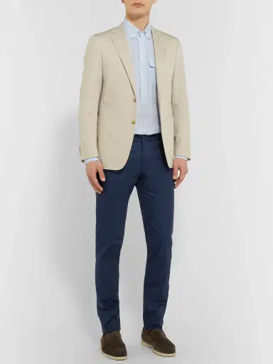 Loro Piana Navy Slim-Fit Stretch-Cotton Twill Trousers - Men | Thumbnail 2 Loro Piana Navy Slim-Fit Stretch-Cotton Twill Trousers - Men | Thumbnail 2
