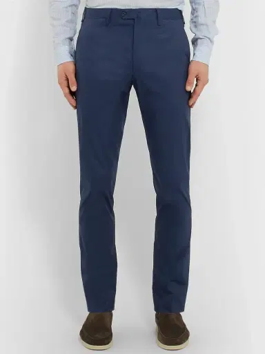 Loro Piana Navy Slim-Fit Stretch-Cotton Twill Trousers - Men | Thumbnail 3 Loro Piana Navy Slim-Fit Stretch-Cotton Twill Trousers - Men | Thumbnail 3