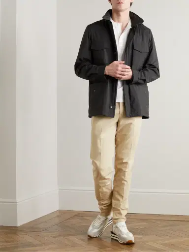 Loro Piana Pantaflat Slim-Fit Pleated Stretch-Cotton Trousers - Men | Thumbnail 2 Loro Piana Pantaflat Slim-Fit Pleated Stretch-Cotton Trousers - Men | Thumbnail 2