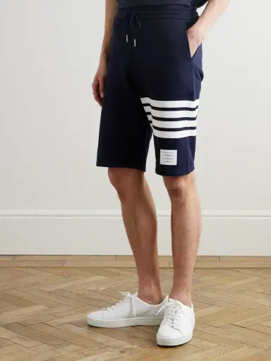 Thom Browne Striped Loopback Cotton-Jersey Shorts - Men | Thumbnail 3 Thom Browne Striped Loopback Cotton-Jersey Shorts - Men | Thumbnail 3