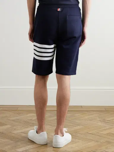 Thom Browne Striped Loopback Cotton-Jersey Shorts - Men | Thumbnail 4 Thom Browne Striped Loopback Cotton-Jersey Shorts - Men | Thumbnail 4