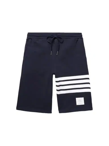 Thom Browne Striped Loopback Cotton-Jersey Shorts - Men | Thumbnail 1 Thom Browne Striped Loopback Cotton-Jersey Shorts - Men | Thumbnail 1