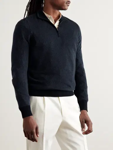Loro Piana Roadster Striped Cashmere Half-Zip Sweater - Men | Thumbnail 3 Loro Piana Roadster Striped Cashmere Half-Zip Sweater - Men | Thumbnail 3
