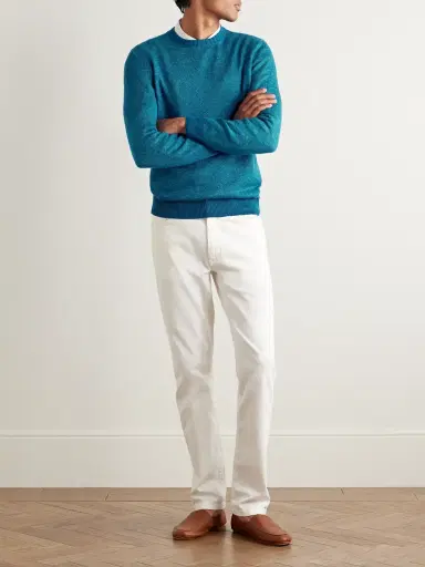 Loro Piana Slim-Fit Mélange Linen, Cashmere and Silk-Blend Sweater - Men | Thumbnail 2 Loro Piana Slim-Fit Mélange Linen, Cashmere and Silk-Blend Sweater - Men | Thumbnail 2