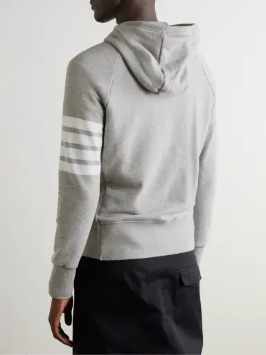 Thom Browne Striped Loopback Cotton-Jersey Zip-Up Hoodie - Men | Thumbnail 3 Thom Browne Striped Loopback Cotton-Jersey Zip-Up Hoodie - Men | Thumbnail 3