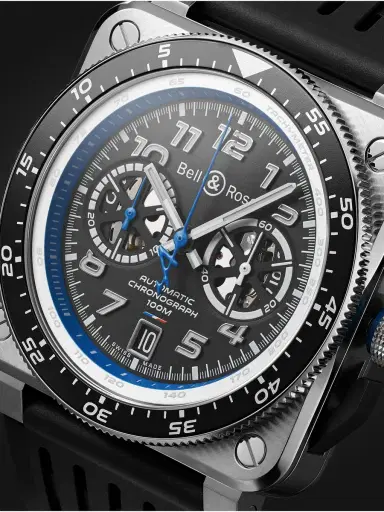 Bell & Ross Alpine F1 Team BR 03-94 Limited Edition Automatic Chronograph 42mm Stainless Steel and Rubber Watch, Ref. No. BR0394-A521/SRB - Men | Thumbnail 5 Bell & Ross Alpine F1 Team BR 03-94 Limited Edition Automatic Chronograph 42mm Stainless Steel and Rubber Watch, Ref. No. BR0394-A521/SRB - Men | Thumbnail 5