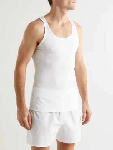 Tom Ford Ribbed Cotton and Modal-Blend Tank Top - Men | Thumbnail 2 Tom Ford Ribbed Cotton and Modal-Blend Tank Top - Men | Thumbnail 2