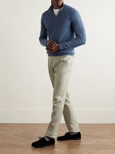 Loro Piana Ribbed Cashmere and Silk-Blend Half-Zip Sweater - Men | Thumbnail 2 Loro Piana Ribbed Cashmere and Silk-Blend Half-Zip Sweater - Men | Thumbnail 2