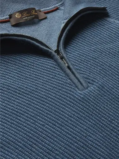 Loro Piana Ribbed Cashmere and Silk-Blend Half-Zip Sweater - Men | Thumbnail 5 Loro Piana Ribbed Cashmere and Silk-Blend Half-Zip Sweater - Men | Thumbnail 5