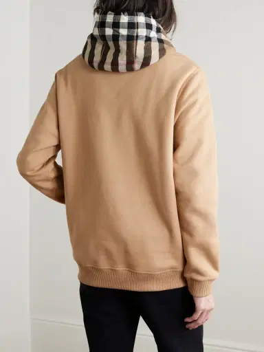 Burberry Checked Cotton-Blend Jersey Hoodie - Men | Thumbnail 3 Burberry Checked Cotton-Blend Jersey Hoodie - Men | Thumbnail 3