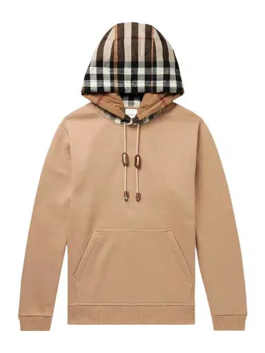 Burberry Checked Cotton-Blend Jersey Hoodie - Men | Thumbnail 1 Burberry Checked Cotton-Blend Jersey Hoodie - Men | Thumbnail 1
