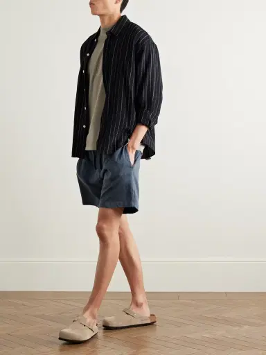 James Perse Straight-Leg Mélange Cotton-Jersey Drawstring Shorts - Men | Thumbnail 2 James Perse Straight-Leg Mélange Cotton-Jersey Drawstring Shorts - Men | Thumbnail 2