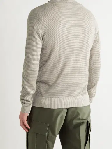Loro Piana Slim-Fit Ribbed Silk, Cashmere and Linen-Blend Half-Zip Sweater - Men | Thumbnail 3 Loro Piana Slim-Fit Ribbed Silk, Cashmere and Linen-Blend Half-Zip Sweater - Men | Thumbnail 3