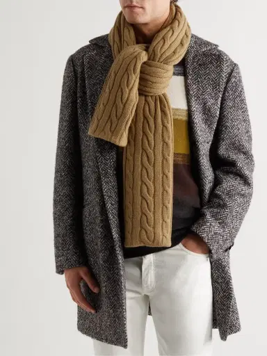 Loro Piana Cable-Knit Baby Cashmere Scarf - Men | Thumbnail 2 Loro Piana Cable-Knit Baby Cashmere Scarf - Men | Thumbnail 2