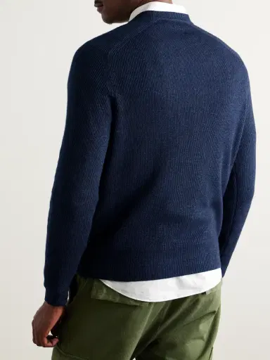Loro Piana Ribbed Cashmere, Linen and Silk-Blend Sweater - Men | Thumbnail 4 Loro Piana Ribbed Cashmere, Linen and Silk-Blend Sweater - Men | Thumbnail 4