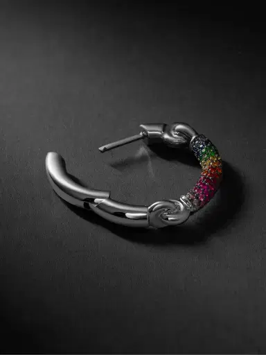 MAOR The Equinox Large 18-Karat Blackened White Gold Multi-Stone Single Earring - Men | Thumbnail 3 MAOR The Equinox Large 18-Karat Blackened White Gold Multi-Stone Single Earring - Men | Thumbnail 3