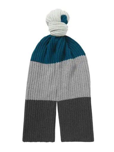 Loro Piana Striped Ribbed Baby Cashmere Scarf - Men | Thumbnail 1 Loro Piana Striped Ribbed Baby Cashmere Scarf - Men | Thumbnail 1