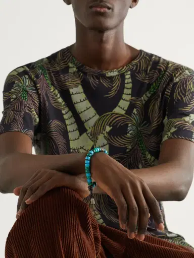 Carolina Bucci Forte Beads White and Blackened Gold, Turquoise and Malachite Bracelet - Men | Thumbnail 2 Carolina Bucci Forte Beads White and Blackened Gold, Turquoise and Malachite Bracelet - Men | Thumbnail 2