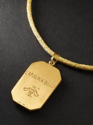 Carolina Bucci Brushed 18-Karat Yellow and Blackened Gold and Lurex Pendant Necklace - Men | Thumbnail 4 Carolina Bucci Brushed 18-Karat Yellow and Blackened Gold and Lurex Pendant Necklace - Men | Thumbnail 4