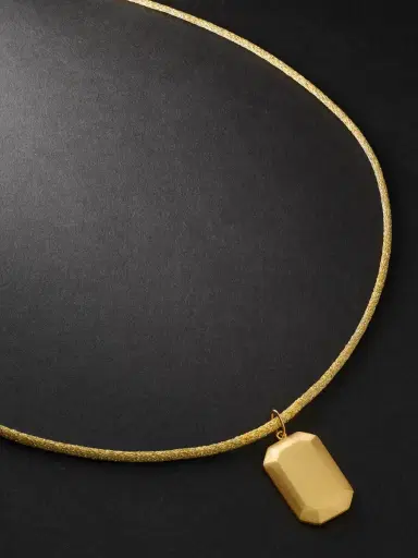 Carolina Bucci Brushed 18-Karat Yellow and Blackened Gold and Lurex Pendant Necklace - Men | Thumbnail 1 Carolina Bucci Brushed 18-Karat Yellow and Blackened Gold and Lurex Pendant Necklace - Men | Thumbnail 1