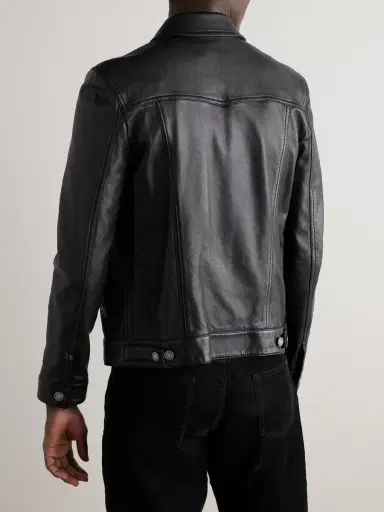 Saint Laurent Slim-Fit Leather Trucker Jacket - Men | Thumbnail 3 Saint Laurent Slim-Fit Leather Trucker Jacket - Men | Thumbnail 3