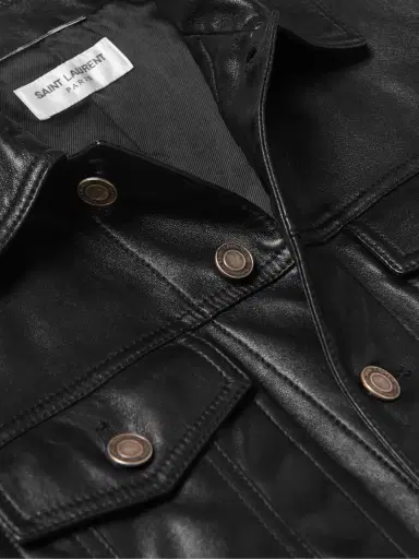 Saint Laurent Slim-Fit Leather Trucker Jacket - Men | Thumbnail 4 Saint Laurent Slim-Fit Leather Trucker Jacket - Men | Thumbnail 4