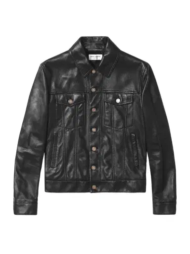 Saint Laurent Slim-Fit Leather Trucker Jacket - Men | Thumbnail 1 Saint Laurent Slim-Fit Leather Trucker Jacket - Men | Thumbnail 1