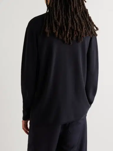 Moncler Logo-Appliquéd Shell-Trimmed Cotton Sweater - Men | Thumbnail 3 Moncler Logo-Appliquéd Shell-Trimmed Cotton Sweater - Men | Thumbnail 3