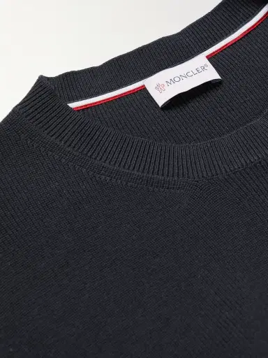 Moncler Logo-Appliquéd Shell-Trimmed Cotton Sweater - Men | Thumbnail 4 Moncler Logo-Appliquéd Shell-Trimmed Cotton Sweater - Men | Thumbnail 4