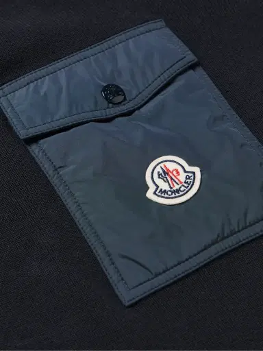 Moncler Logo-Appliquéd Shell-Trimmed Cotton Sweater - Men | Thumbnail 5 Moncler Logo-Appliquéd Shell-Trimmed Cotton Sweater - Men | Thumbnail 5