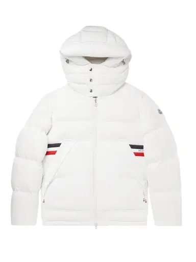 Moncler Fleole Logo-Print Striped Quilted Shell Hooded Down Jacket - Men | Thumbnail 1 Moncler Fleole Logo-Print Striped Quilted Shell Hooded Down Jacket - Men | Thumbnail 1