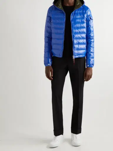 Moncler Galion Logo-Appliquéd Quilted Glossed-Shell Hooded Down Jacket - Men | Thumbnail 2 Moncler Galion Logo-Appliquéd Quilted Glossed-Shell Hooded Down Jacket - Men | Thumbnail 2