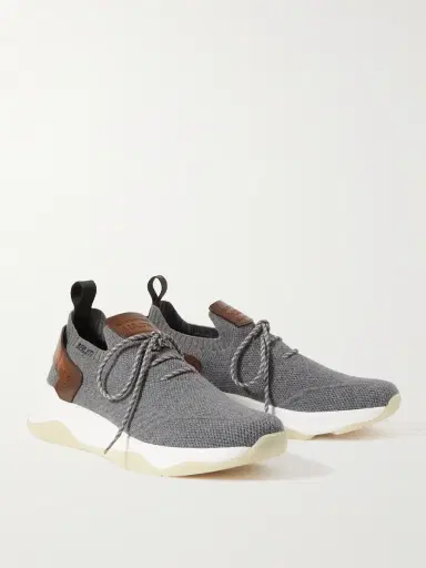 Berluti Shadow Venezia Leather-Trimmed Stretch-Knit Sneakers - Men | Thumbnail 3 Berluti Shadow Venezia Leather-Trimmed Stretch-Knit Sneakers - Men | Thumbnail 3