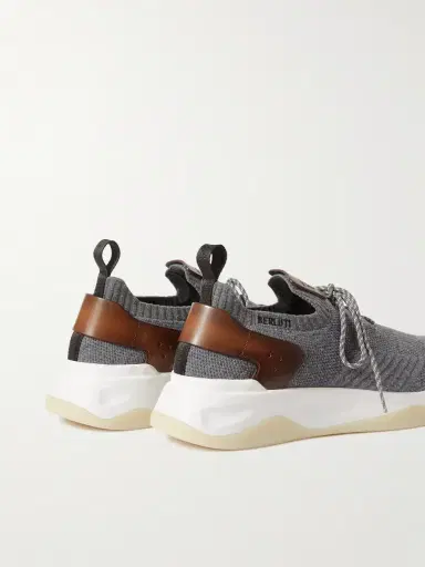 Berluti Shadow Venezia Leather-Trimmed Stretch-Knit Sneakers - Men | Thumbnail 4 Berluti Shadow Venezia Leather-Trimmed Stretch-Knit Sneakers - Men | Thumbnail 4