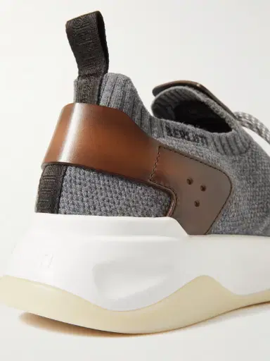 Berluti Shadow Venezia Leather-Trimmed Stretch-Knit Sneakers - Men | Thumbnail 5 Berluti Shadow Venezia Leather-Trimmed Stretch-Knit Sneakers - Men | Thumbnail 5