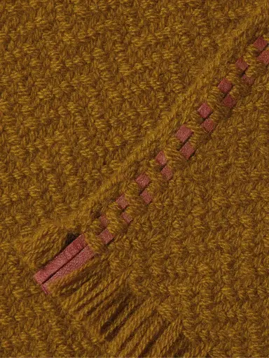 Loro Piana Leather-Trimmed Fringed Herringbone Baby Cashmere Scarf - Men | Thumbnail 3 Loro Piana Leather-Trimmed Fringed Herringbone Baby Cashmere Scarf - Men | Thumbnail 3