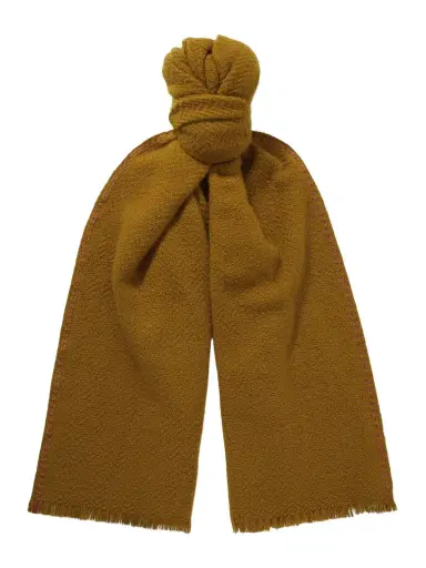 Loro Piana Leather-Trimmed Fringed Herringbone Baby Cashmere Scarf - Men | Thumbnail 1 Loro Piana Leather-Trimmed Fringed Herringbone Baby Cashmere Scarf - Men | Thumbnail 1