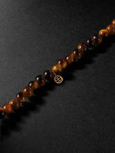 Sydney Evan Small Mano Cornuto Gold, Tiger's Eye and Diamond Beaded Necklace - Men | Thumbnail 3 Sydney Evan Small Mano Cornuto Gold, Tiger's Eye and Diamond Beaded Necklace - Men | Thumbnail 3