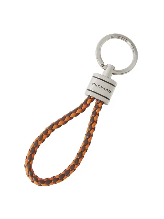 Braided Leather and Silver-Tone Keyring - Men Braided Leather and Silver-Tone Keyring - Men