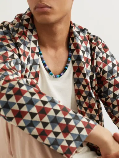Carolina Bucci Portofino Forte Beads White and Blackened Gold Multi-Stone Necklace - Men | Thumbnail 2 Carolina Bucci Portofino Forte Beads White and Blackened Gold Multi-Stone Necklace - Men | Thumbnail 2