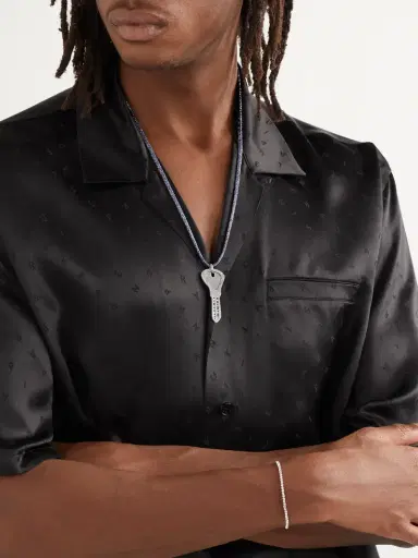 Carolina Bucci Florentine Finish Key White Gold Lurex Pendant Necklace - Men | Thumbnail 5 Carolina Bucci Florentine Finish Key White Gold Lurex Pendant Necklace - Men | Thumbnail 5