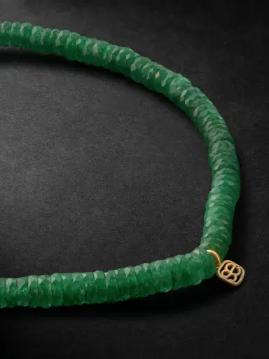 Sydney Evan Rainbow Peace Sign Gold Multi-Stone Beaded Bracelet - Men | Thumbnail 3 Sydney Evan Rainbow Peace Sign Gold Multi-Stone Beaded Bracelet - Men | Thumbnail 3