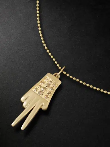 Sydney Evan Man Peace Gold Diamond Pendant Necklace - Men | Thumbnail 4 Sydney Evan Man Peace Gold Diamond Pendant Necklace - Men | Thumbnail 4