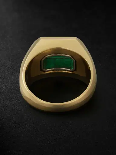 MAOR Solitaire Small 18-Karat Gold, Platinum and Emerald Ring - Men | Thumbnail 3 MAOR Solitaire Small 18-Karat Gold, Platinum and Emerald Ring - Men | Thumbnail 3
