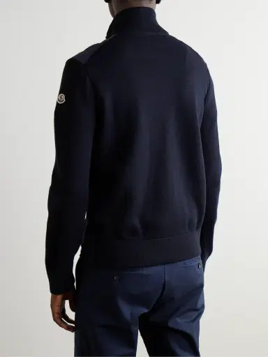 Moncler Slim-Fit Panelled Wool-Blend and Quilted Shell Down Zip-Up Cardigan - Men | Thumbnail 3 Moncler Slim-Fit Panelled Wool-Blend and Quilted Shell Down Zip-Up Cardigan - Men | Thumbnail 3