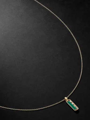 Suzanne Kalan 18-Karat Gold, Malachite and Diamond Pendant Necklace - Men | Thumbnail 1 Suzanne Kalan 18-Karat Gold, Malachite and Diamond Pendant Necklace - Men | Thumbnail 1