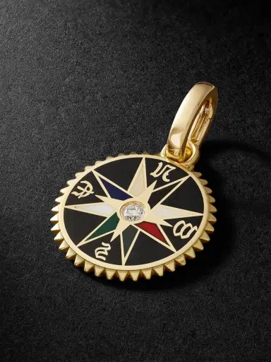 Foundrae Internal Compass 18-Karat Gold, Diamond and Enamel Pendant - Men | Thumbnail 1 Foundrae Internal Compass 18-Karat Gold, Diamond and Enamel Pendant - Men | Thumbnail 1