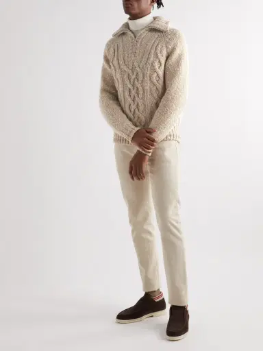 Loro Piana Cable-Knit Cashmere Half-Zip Sweater - Men | Thumbnail 2 Loro Piana Cable-Knit Cashmere Half-Zip Sweater - Men | Thumbnail 2