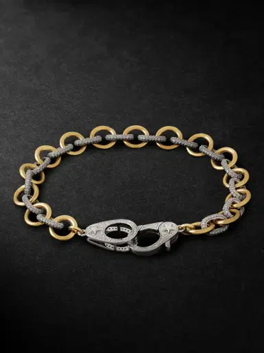 Foundrae Midsized Mixed Link 18-Karat Yellow and White Gold Diamond Bracelet - Men | Thumbnail 3 Foundrae Midsized Mixed Link 18-Karat Yellow and White Gold Diamond Bracelet - Men | Thumbnail 3